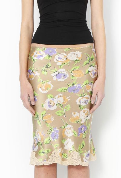 Exquisite Vintage Sabbia Rosa Floral Silk Slip Skirt - 2