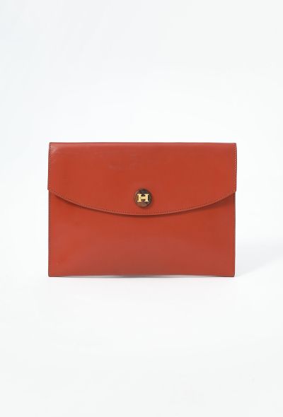 Hermès 1988 Rouge Pompéi Box Rio Clutch - 1