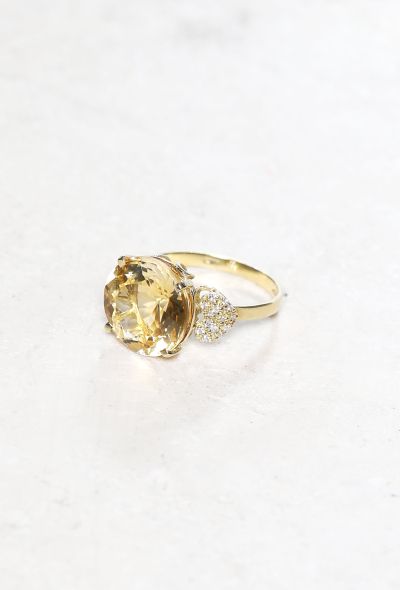 Vintage & Antique 18k Yellow Gold, 8.8 Carats Citrine & Diamond Ring - 2