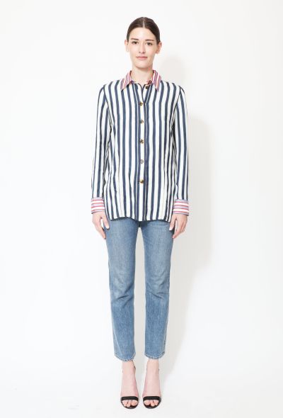                                         Striped Colorblock Silk Shirt -1