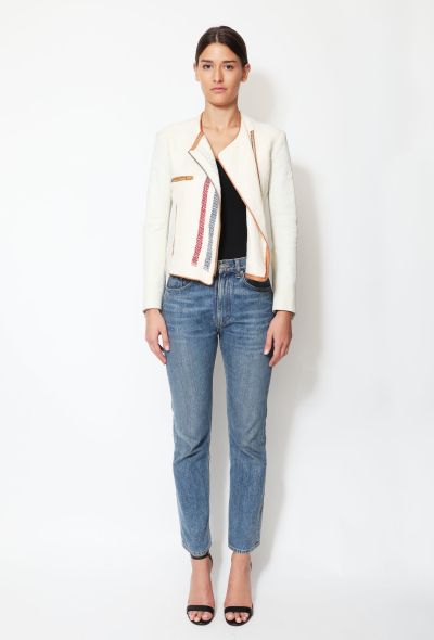                                         Linen Leather Zip Jacket -2