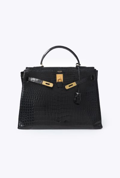 Hermès Rare 1970  Black Porosus Kelly Sellier 35 - 1