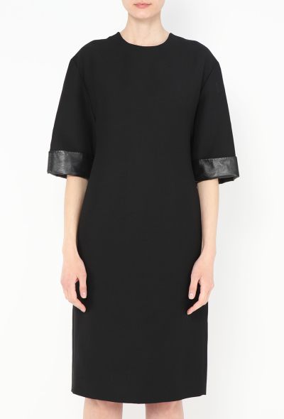 Valentino 2021 Leather Trim Silk Dress - 2 Valentino 2021 Leather Trim Silk Dress - 2