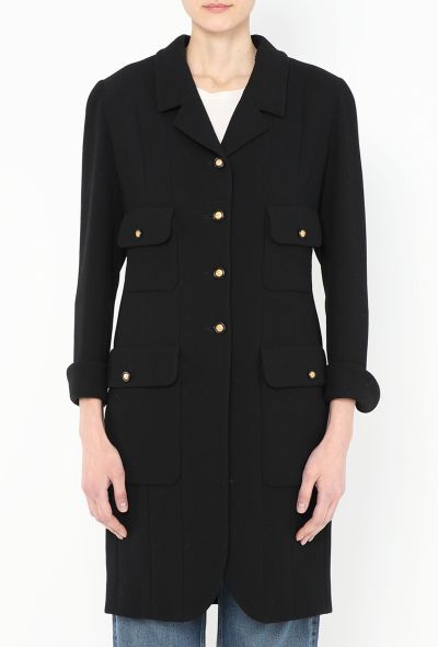Chanel Rare 1993 Crêpe 'CC' Button Coat - 2