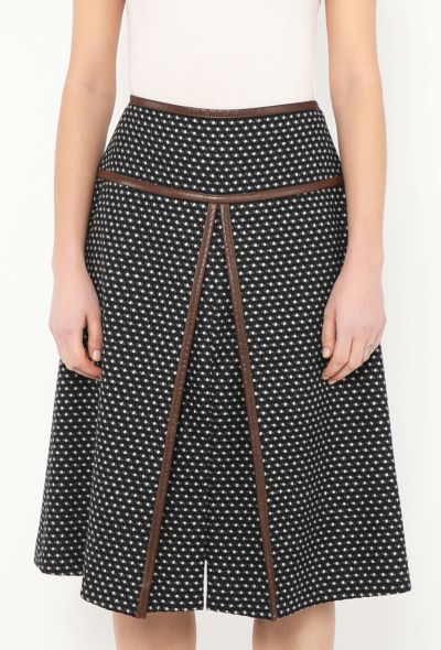 Prada 2014 Dotted Leather Trim Skirt - 2 Prada 2014 Dotted Leather Trim Skirt - 2