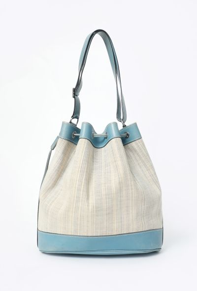 Hermès '90s Toile Rayée & Bleu Jean Box Market Bag GM - 1