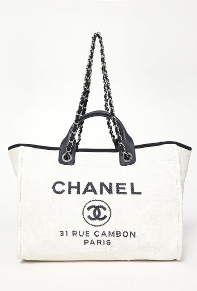 Chanel Canvas Medium Deauville Tote Bag - 1 Chanel Canvas Medium Deauville Tote Bag - 1