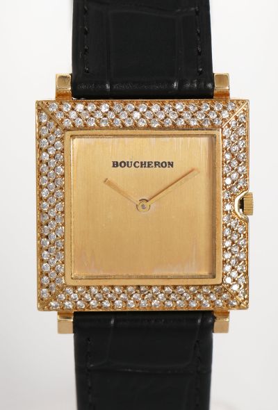 Boucheron 18k Yellow Gold & Diamond Carré Watch - 2 Boucheron 18k Yellow Gold & Diamond Carré Watch - 2