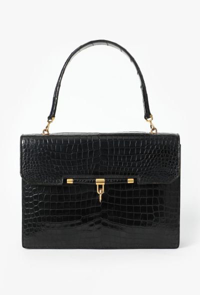 Hermès Vintage Black Porosus Palonnier Bag - 1
