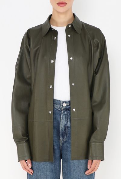 Loewe 2020 Khaki Lambskin Overshirt - 2