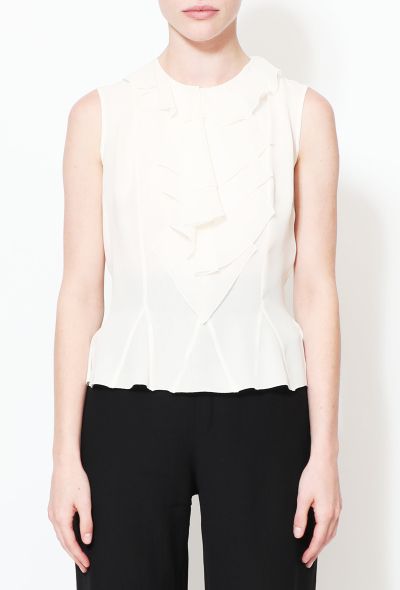                                         Ivory Ruffled Crêpe Blouse -1