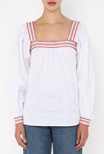 Saint Laurent Rare S/S 1977 Embroidered Peasant Top - 1 Saint Laurent Rare S/S 1977 Embroidered Peasant Top - 1