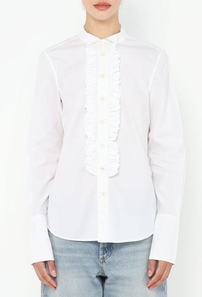 Saint Laurent 2014 Ruffled Poplin Bib Shirt - 2 Saint Laurent 2014 Ruffled Poplin Bib Shirt - 2