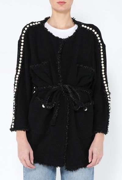 Chanel 2014 Terrycloth and Pearl Embellished Wrap Jacket - 1