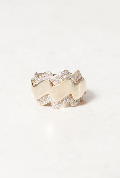                             18k Gold & Diamond Wave Ring - 1