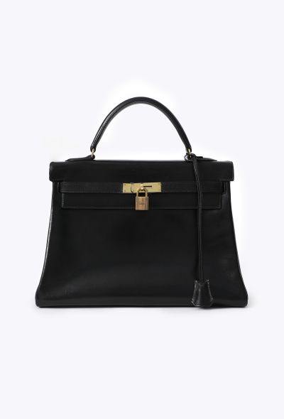 Hermès Vintage Black Box Kelly Retourné 32 - 1