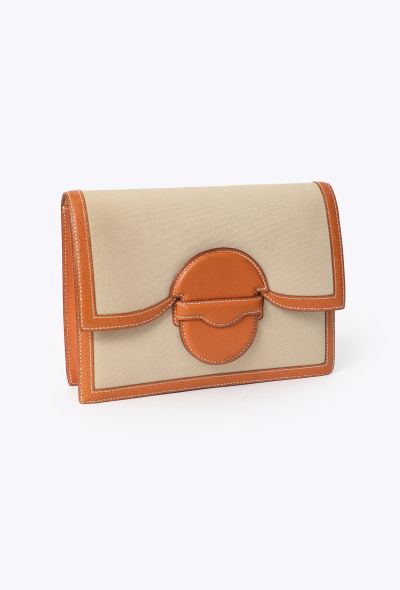 Hermès Rare '80s Marco Polo Toile & Wild Boar Clutch - 2