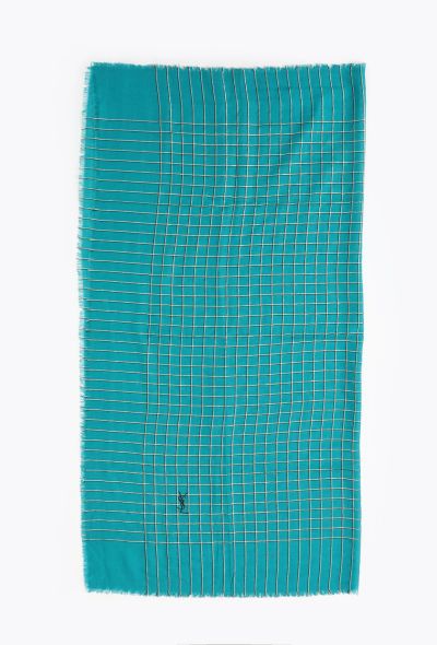 Saint Laurent Vintage Checkered Lamé Scarf - 2 Saint Laurent Vintage Checkered Lamé Scarf - 2