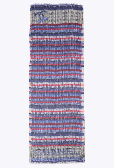 Chanel Silk & Cashmere Striped 'CC' Shawl - 2