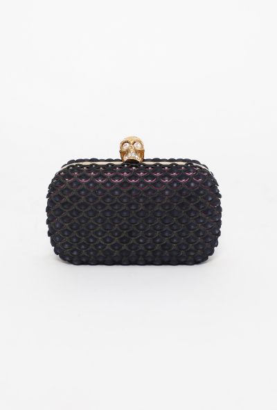 Alexander McQueen Suede Skull Box Clutch - 1