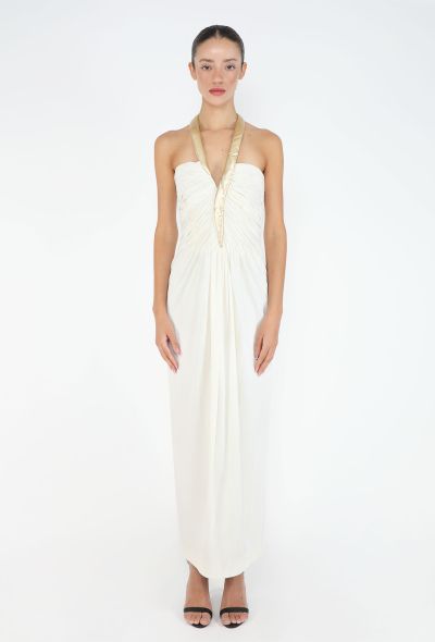 Azzaro 1975-78 Gold Collar White Gown - 1
