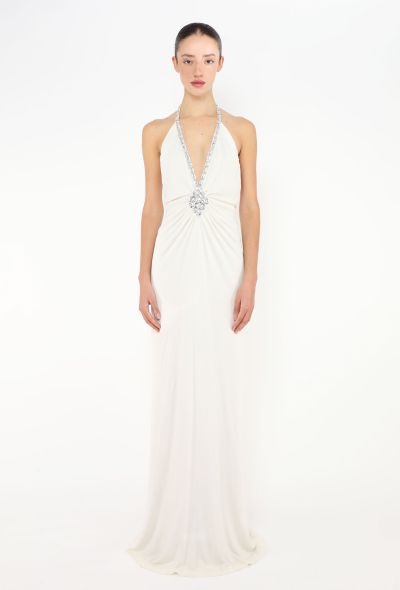 Azzaro Strass Trim Jersey Halter Gown - 1