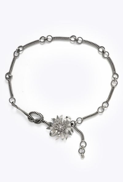 Miu Miu S/S 2025 Embellished Metallic Flower Belt - 1