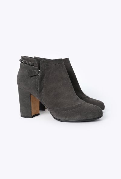 Chanel Suede Chainlink Ankle Boots - 2 Chanel Suede Chainlink Ankle Boots - 2