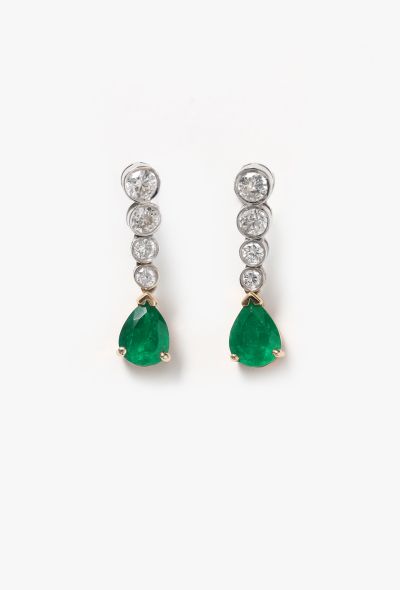 Modern Fine Jewelry 18k White Gold, Diamond & Emerald Drop Earrings - 1 Modern Fine Jewelry 18k White Gold, Diamond & Emerald Drop Earrings - 1