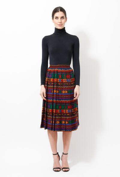                             Vintage Aztec Pleated Skirt - 1