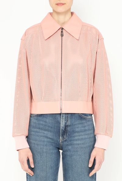 Fendi 2019 Perforated Leather Bomber Jacket - 1 Fendi 2019 Perforated Leather Bomber Jacket - 1