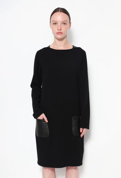                            Quilted Leather Cashmere Dress - 2