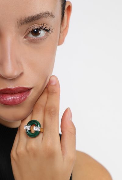 Vintage Fine Jewelry Vintage Abstract 14K Yellow Gold & Malachite Ring - 2 Vintage Fine Jewelry Vintage Abstract 14K Yellow Gold & Malachite Ring - 2