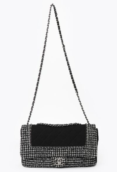 Chanel Houndstooth Tweed & Jersey Flap Bag - 2 Chanel Houndstooth Tweed & Jersey Flap Bag - 2