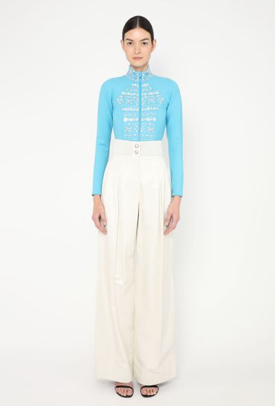 Chanel F/W 2019 Leather Pearl Trim Pants - 1 Chanel F/W 2019 Leather Pearl Trim Pants - 1
