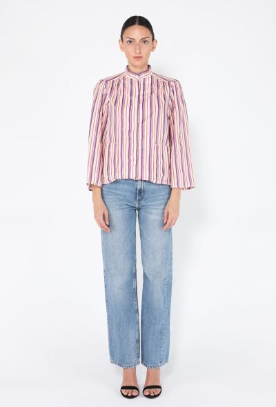 Oscar De La Renta Striped Cotton Blouse, 1970s - 1