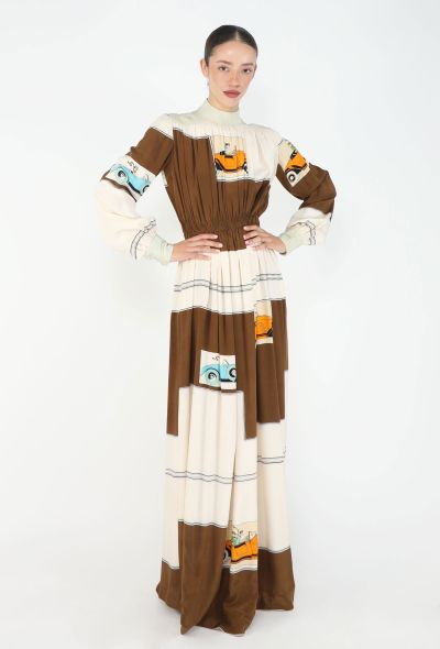 '70s Retro Pleated Silk Dress - 2