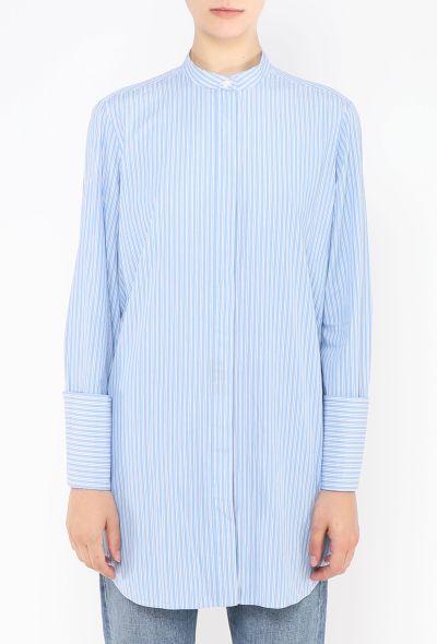 Céline Pinstripe Cotton Tunic Shirt - 1