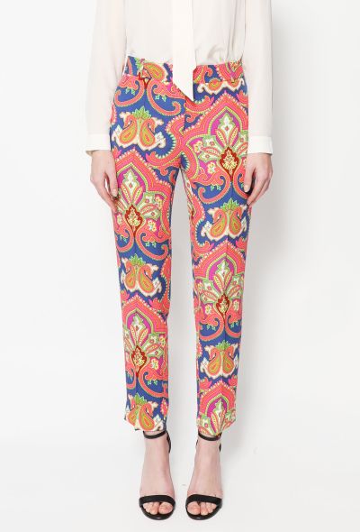                                         Baroque Paisley Silk Trousers-1