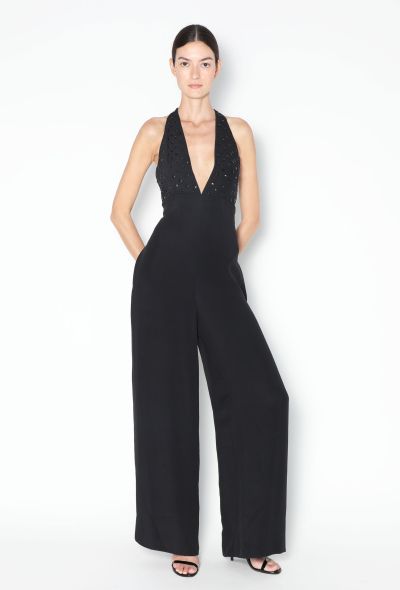 Chloé Embellished Crêpe Halter Jumpsuit - 1 Chloé Embellished Crêpe Halter Jumpsuit - 1