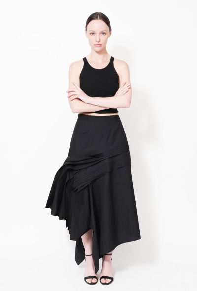Loewe 2021 Pleated Asymmetrical Cotton Skirt - 1
