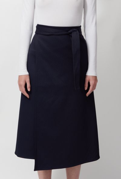                                         Navy Belted Wrap Skirt-2