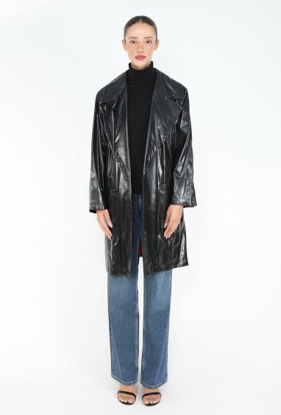 Saint Laurent 1990 Patent Belted Trench Coat - 2