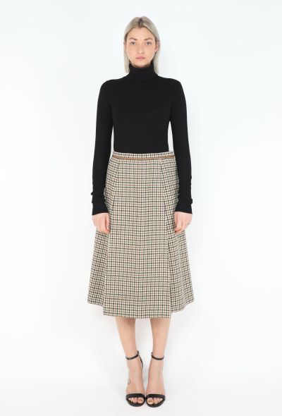 Hermès '70s Pleated Houndstooth Skirt - 1