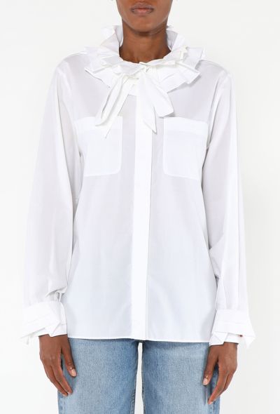 Chanel 2018 Ruffled Cotton Blouse - 1 Chanel 2018 Ruffled Cotton Blouse - 1