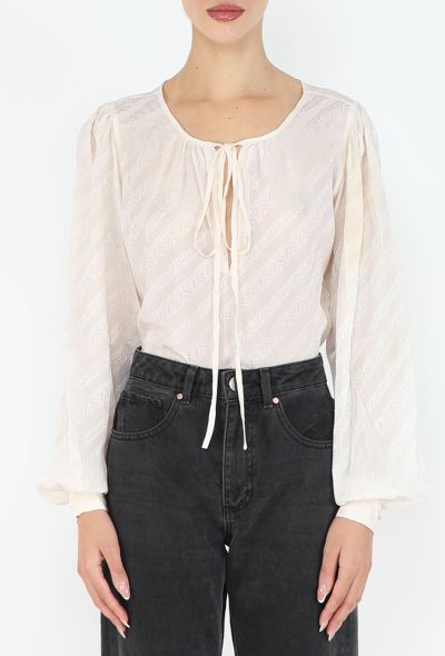 Saint Laurent '70s Jacquard Silk Lavallière Blouse - 1