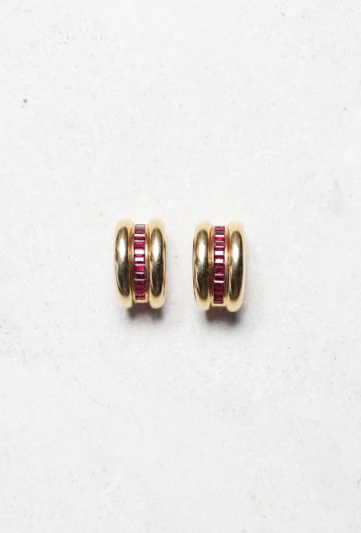 Vintage Fine Jewelry 18k Gold & Red Stones Earrings - 1 Vintage Fine Jewelry 18k Gold & Red Stones Earrings - 1
