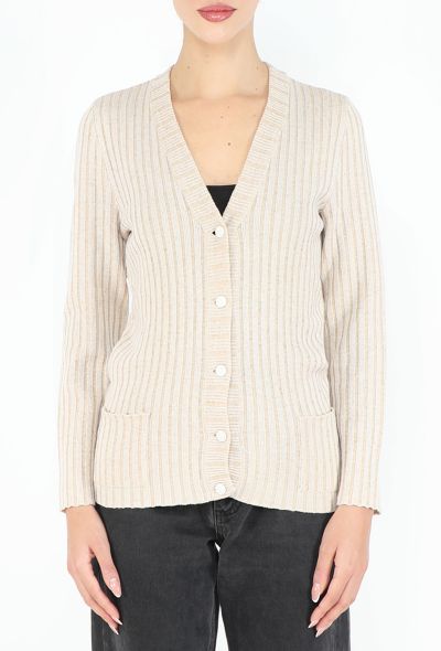 Hermès '70s Tonal Ribbed Cardigan - 1