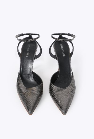 Helmut Lang Early 2000s Metallic Python Pumps - 2