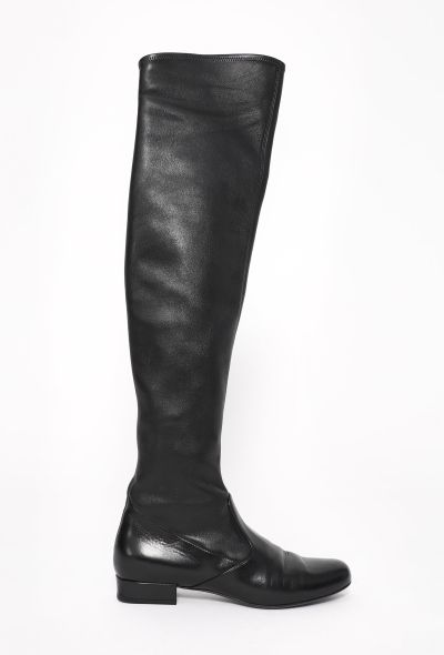 Saint Laurent Loulou Leather Thigh-High Boots - 1